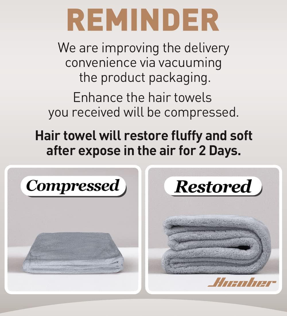 Microfiber Hair Towel Wrap for Women, Blue Grey Pink, 3-Pack