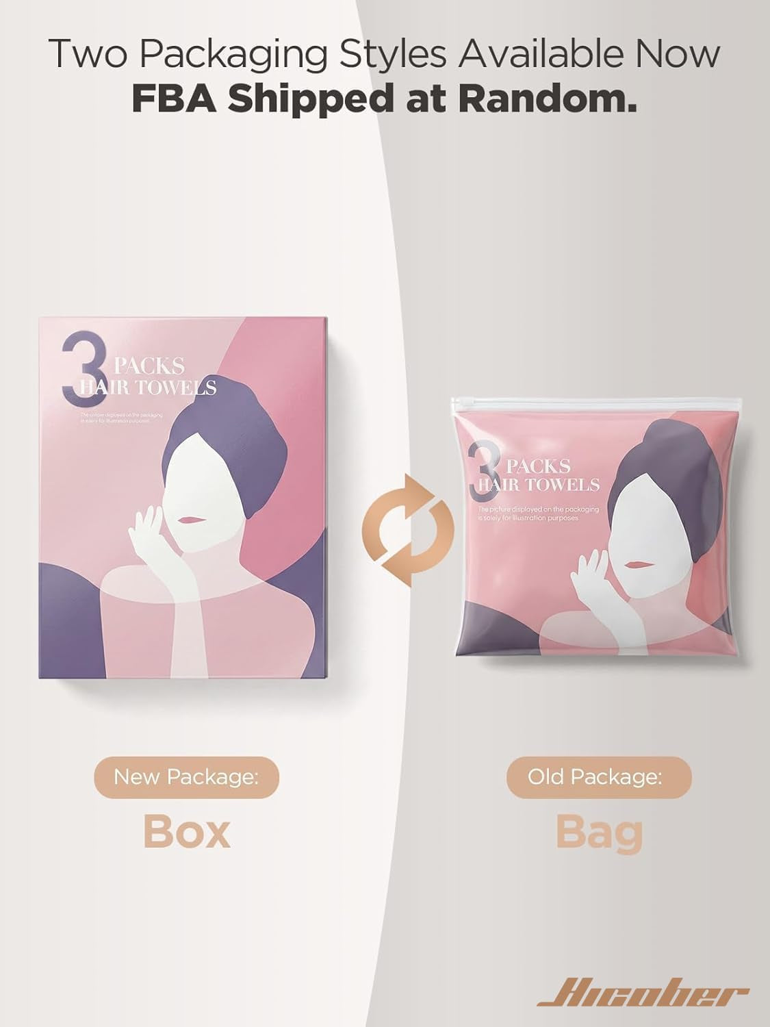 Microfiber Hair Towel Wrap for Women, Blue Grey Pink, 3-Pack