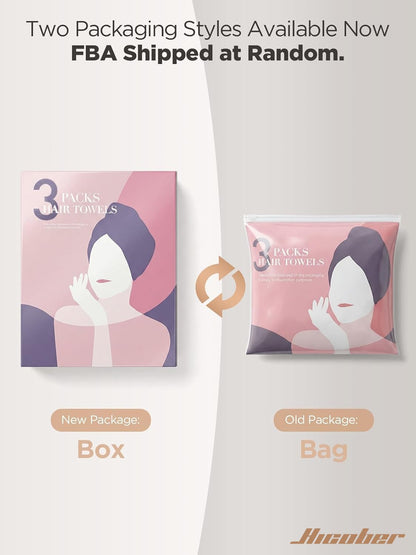 Microfiber Hair Towel Wrap for Women, Blue Grey Pink, 3-Pack